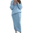 thumbnail image 1 of CHUANK Robe Chandail en Tricot Torsadé pour Femmes Ensemble Robe Chandail Ajustée Unie 2 Pcs Hauts Col Rond Jupe Crayon Midi, 1 of 5