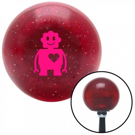 American Shifter Pink Robot Love Red Metal Flake Shift Knob with M16 x 1.5 Insert Shifter Auto Brody