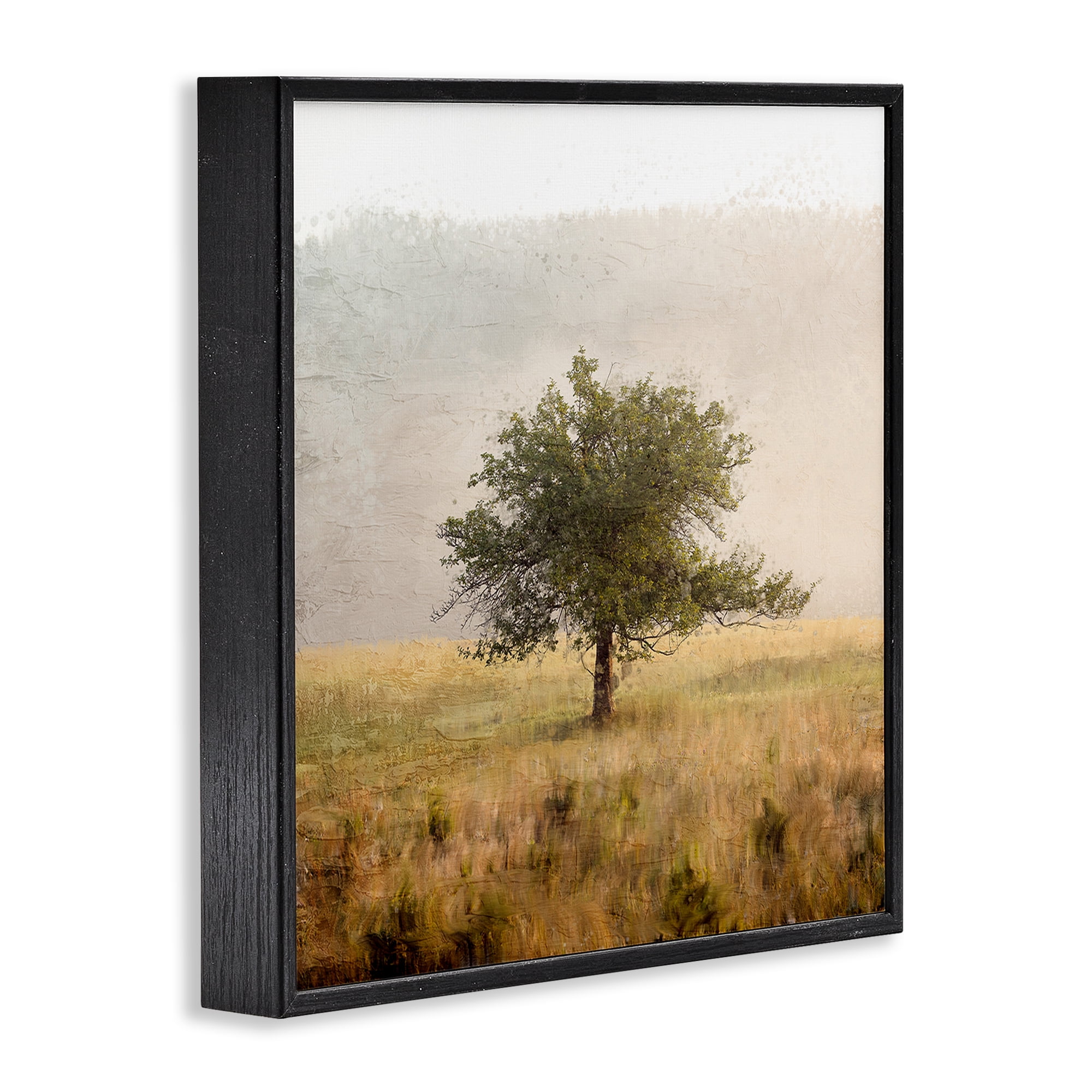 Stupell Industries Tree Alone in Golden Field Black Framed Giclee Art, design by Anne Bailey