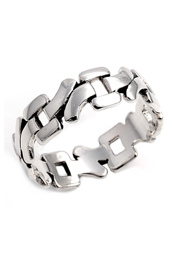 925 Sterling Silver Designer Chain Ring Size 14