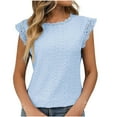 thumbnail image 1 of Timegard Camisole à Oeillets pour Femmes, Manches Courtes en Dentelle, Col Rond, T-Shirt d'Été Chic Décontracté, Tunique Confortable, 1 of 7