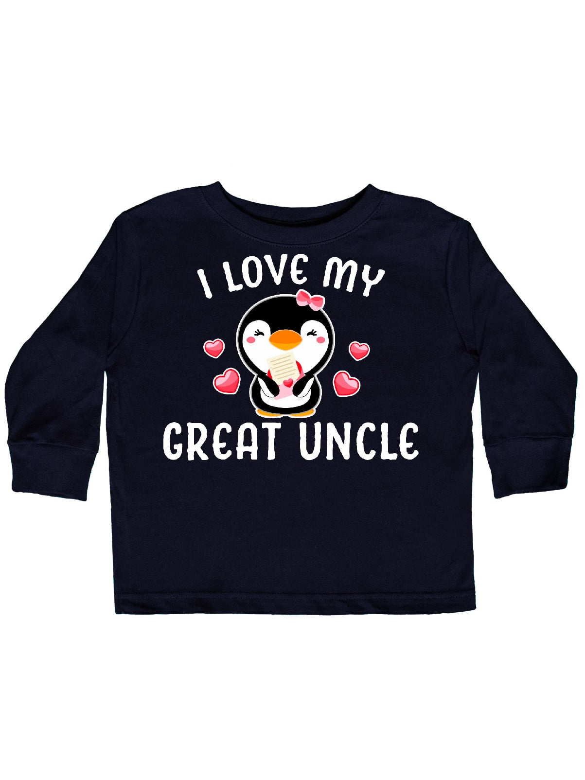 inktastic I Love My Great Uncle with Cute Penguin and Hearts Toddler T-Shirt