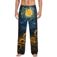 thumbnail image 2 of Picia Oil Starry Sky Sunflower Mens Soft Woven Cotton Elastic Waistband Sleep Pajama Pant Lounge Sleep Pant With Pockets And Drawstring-XX-Large, 2 of 9