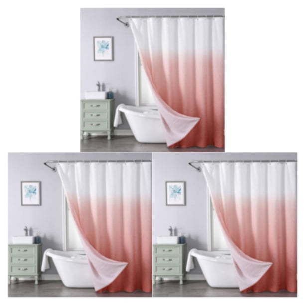 Inteprter Cortina de ducha de PEVA no pasante para baños extragruesos e higiénicos rosa 180*200 rosa Type1 NO1