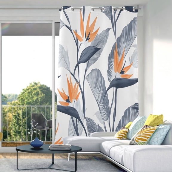 Watercolor Leaves Blackout Curtains 84"x52" Thermal Insulated Curtain 1 Panel