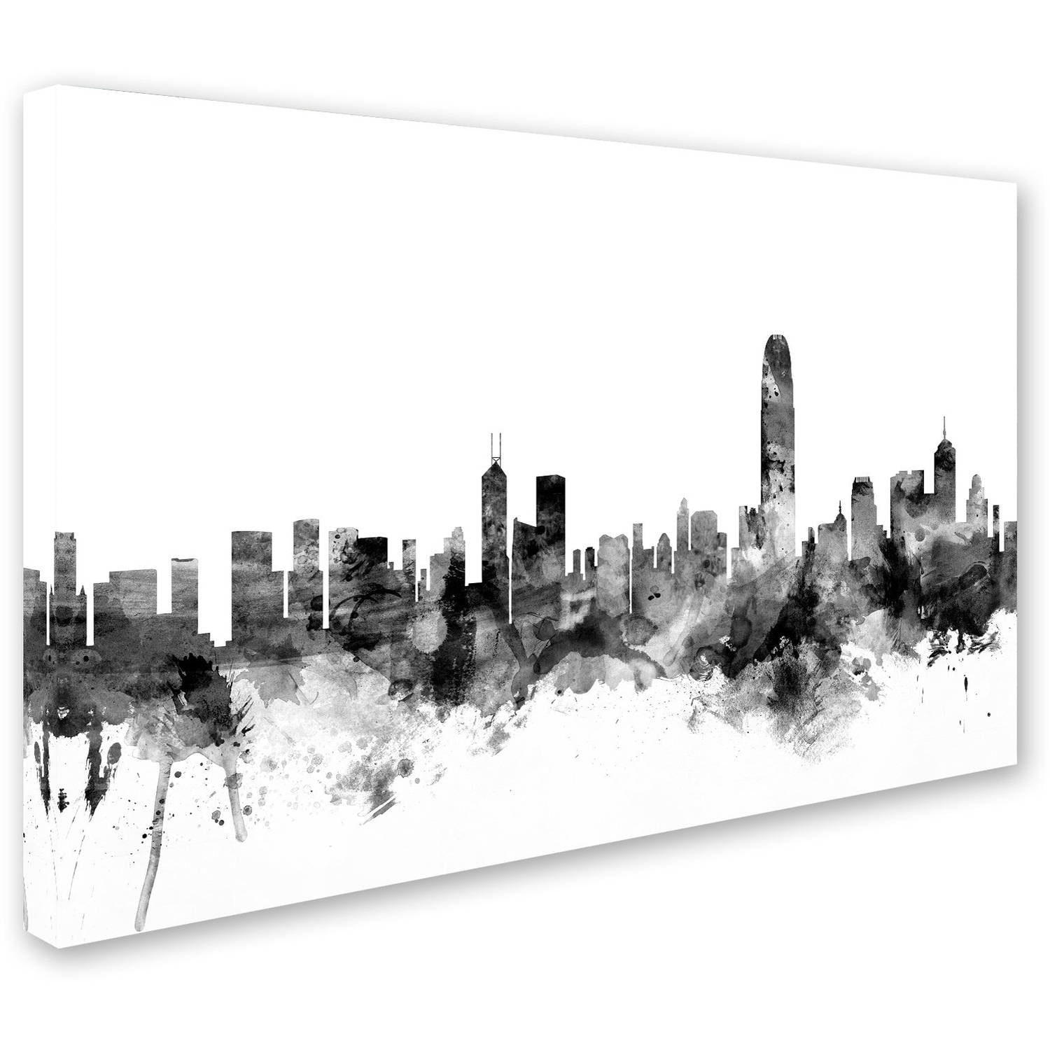 Trademark Fine Art "Hong Kong Skyline B&W" Canvas Art by Michael Tompsett