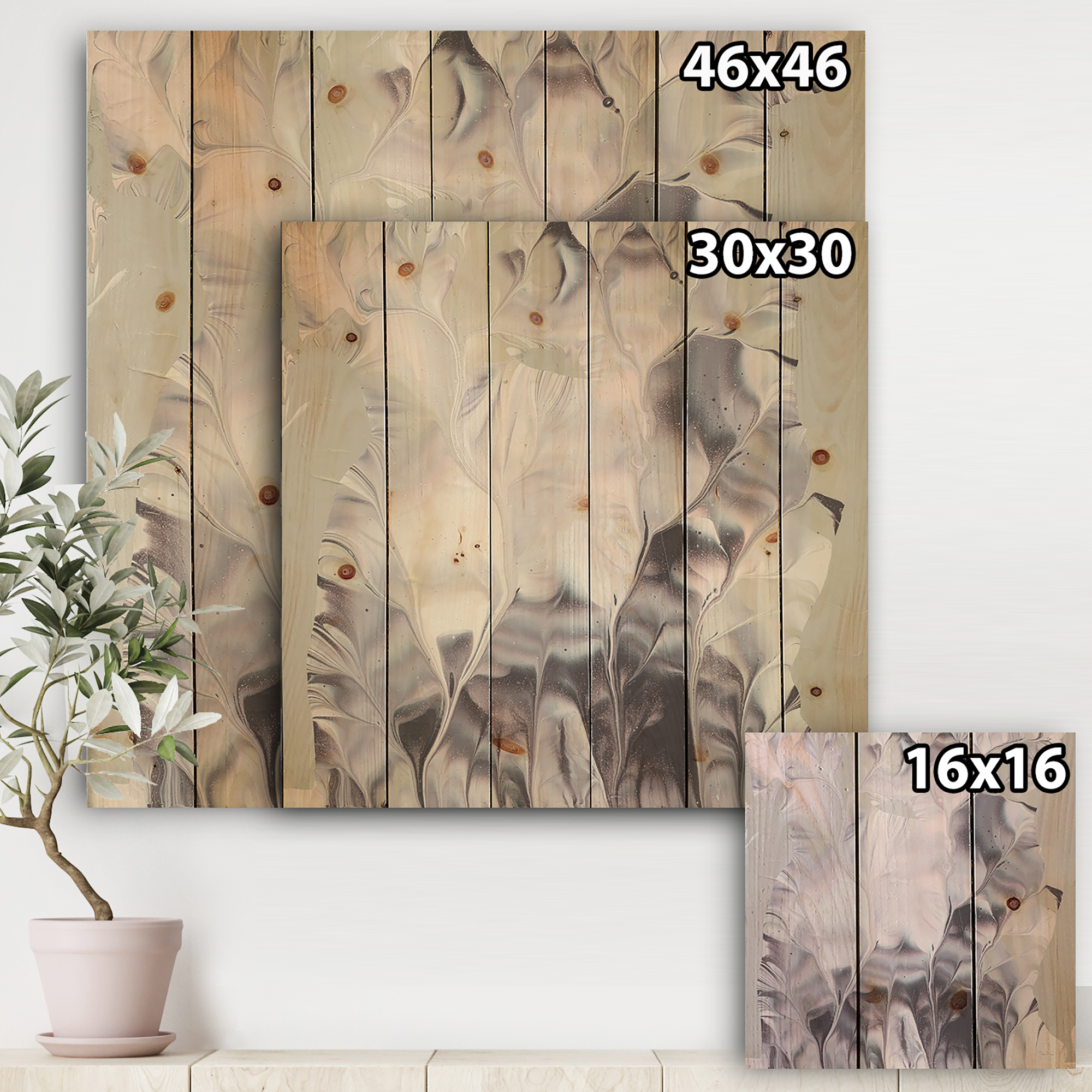 Designart 'Light and Shadow I' Modern Farmhouse Print on Natural Pine Wood