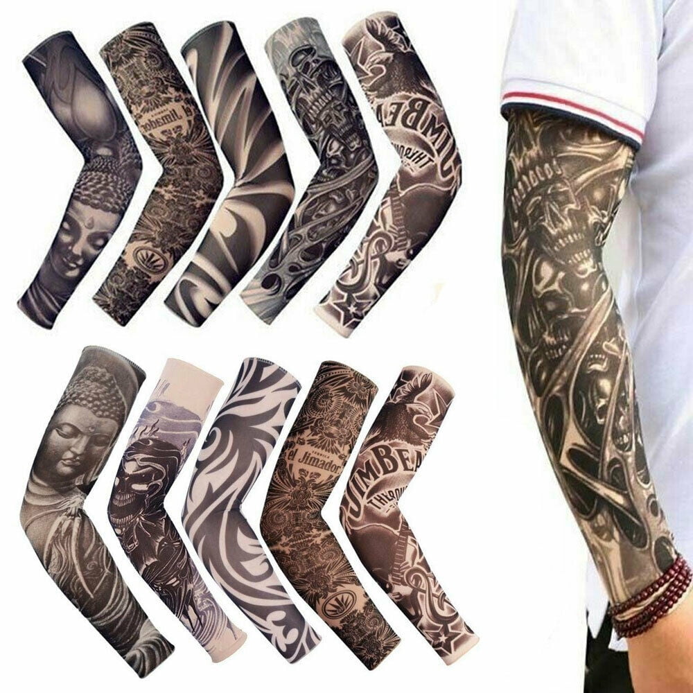 10PC Tattoo Cooling Arm Sleeves Outdoor Sport Basketball UV Sun Protection Cover 