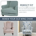 thumbnail image 5 of HonorHut 2 Pack Wing Back Chair Slipcovers Armchair Cover Stretch Wing Chair Slipcover Printed Washable Cover for Chairs Non-Slip Furniture Cover Blue, 5 of 6