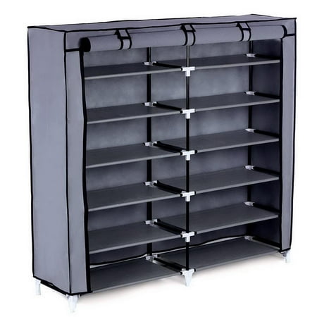 Metal Rack Closet Organizers Ktaxon 6 Tiers Portable Shoe Rack Closet Fabric Cover Shoe Storage Organizer Cabinet Gray ()