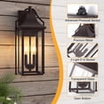 thumbnail image 3 of Lawyettle 18" Outdoor Wall Sconce, 2-Light Waterproof Dusk to Dawn Exterior Lantern with Glass, Oil Rubbed Bronze Wall Light for Front Door Patio Porch, 3 of 10