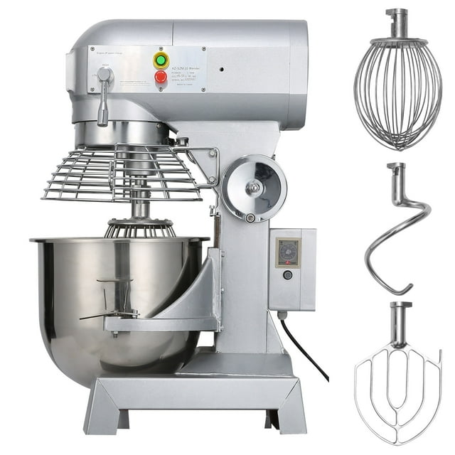 KFFKFF Industrial Kitchen Mixer 15Qt 600W, 3 Variable Speeds 110/178/390 RPM, Robust 110V, Comes with Stainless Steel Bowl, Dough Hooks, Whisk, Beater, Ideal