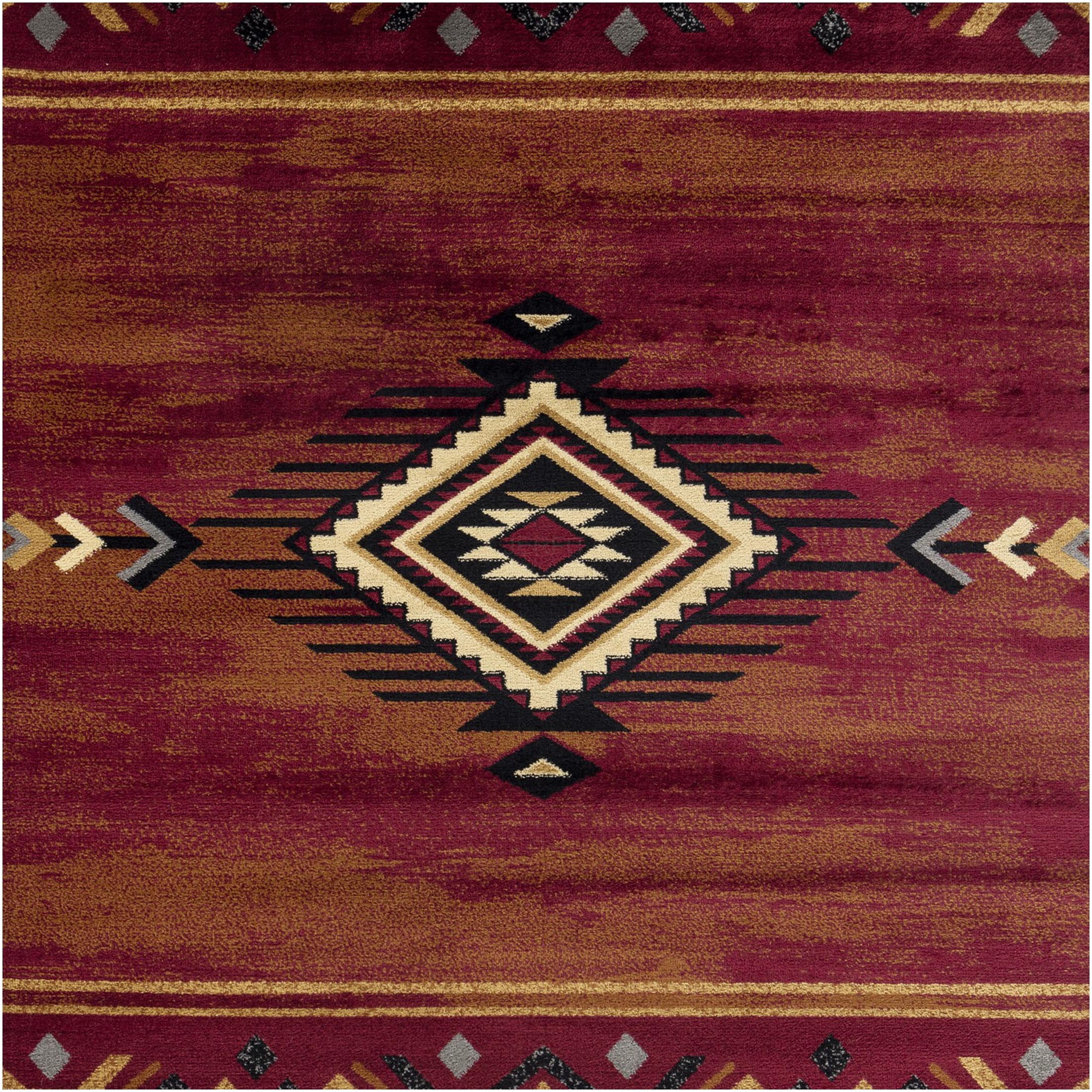 JERFIT Southwest Area Rug 2x3 Feet, Red Traditional Design Modern Accent Rug for High Traffic Areas, Non-Shedding Polypropylene with Jute Backing