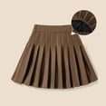 thumbnail image 2 of Cethrio Girls Pleated Skirts, Wool-blend Elastic Waist School Uniform Casual Mini Skirts Brown Size 7-8, 2 of 4