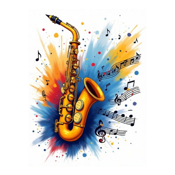 Diamond Art Kit for Adults, Cartoon Colorful Saxophone Print No.22 Diamond Painting for Adults Beginners, 5D DIY Diamond Art Painting Kits, Colorful Diamond Painting Craft for Home Decor 12x16
