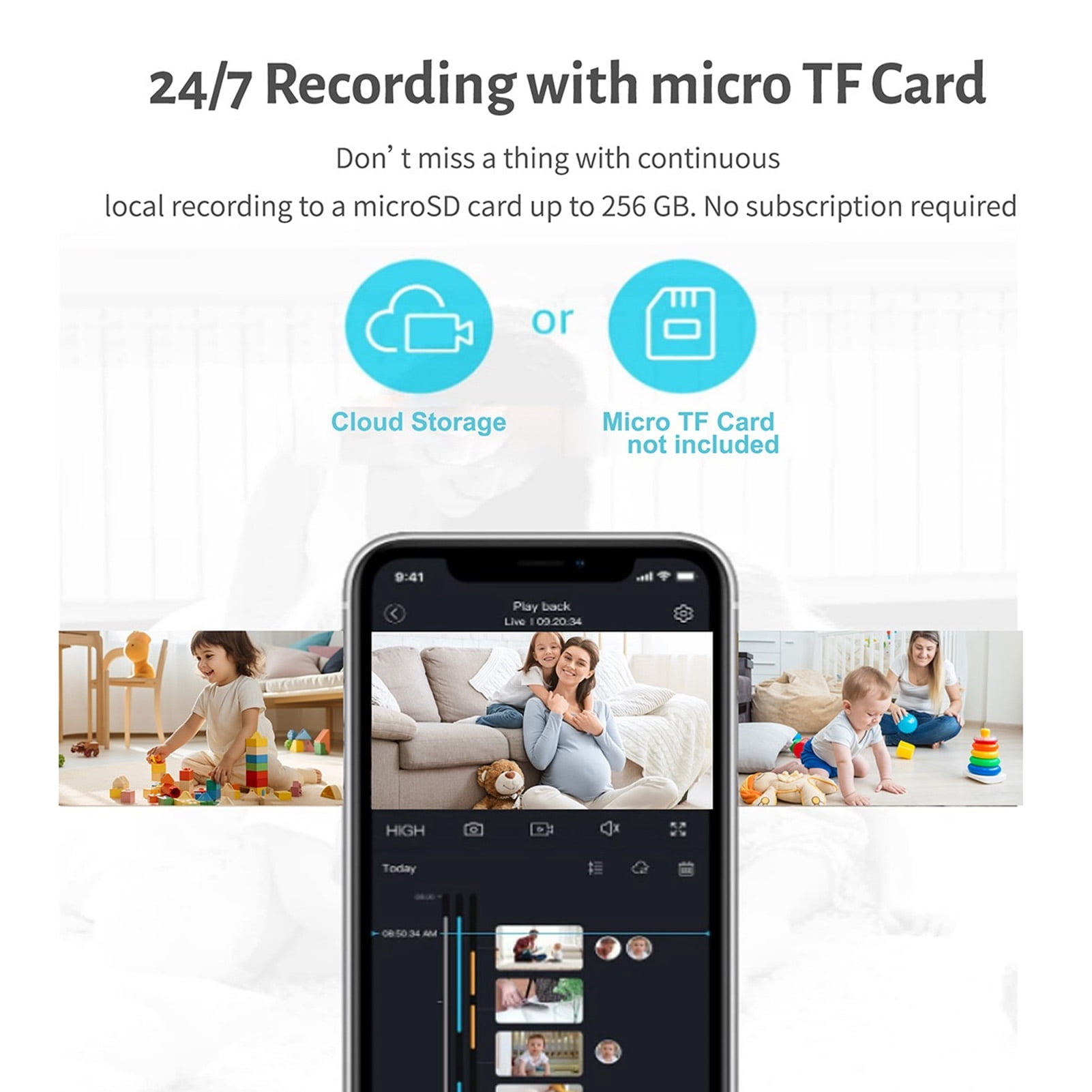 Baby Monitors Night Viewing Camera TY WiFi Camera Indoor Outdoor Security Camera 4MP HD Two Way Audio Night Viewing Motion Detection Easy Installation BT Connection 256GB Memory Card Support