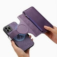 thumbnail image 3 of Feishell For iPhone 13 Pro Max Wallet [Support Magsafe Charger] Magnetic Detachable Flip Leather Phone Case with Card Slots[RFID Blocking], Zipper Bag, Kick-Stand For iPhone 13 Pro Max, Purple, 3 of 13