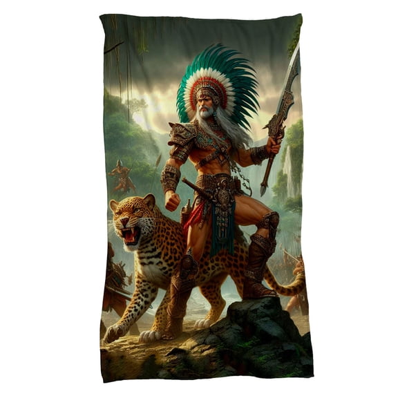 Cobija Manta Frazada Diseño de Guerrero Jaguar Fiestas Patrias Ultra Suave y Ligera
