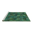 thumbnail image 2 of Ahgly Company Machine Washable Indoor Square Abstract Turquoise Blue Modern Area Rugs, 4' Square, 2 of 4