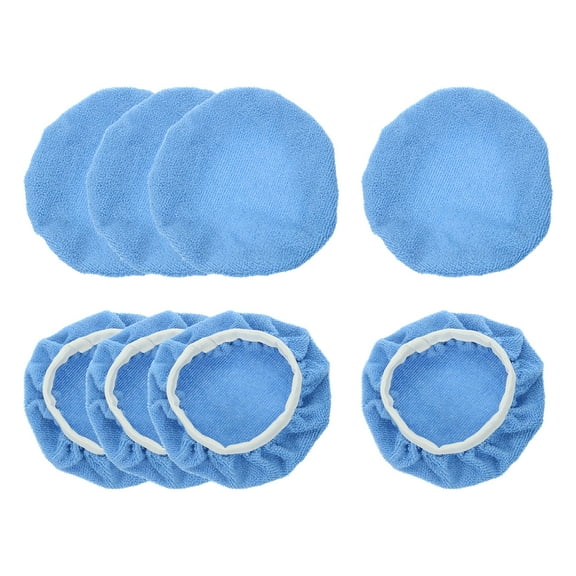 Uxcell 8pcs Car Polisher Bonnet Buffing Pad Micro-fiber for 7"-8" Car Buffer Bonnets Polisher, Light Blue
