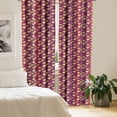 thumbnail image 2 of Ambesonne Asian Curtains, Clouds Waves Japanese Art, Pair of 28"x95", Dark Pink and Pastel Brown, 2 of 4