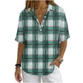 thumbnail image 2 of Zulora Women's Short Sleeve Plaid Shirt Casual Flannel Button Down Tops, 2 of 7
