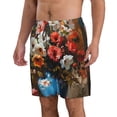 thumbnail image 2 of KLL Elegant Floral Vase Painting Men's Casual Summer Beach Shorts Hawaiian Shorts with Pockets-3X-Large, 2 of 5