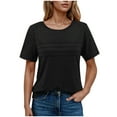 thumbnail image 1 of Yanlir Classique Hauts à Col Rond Manches Courtes pour Femmes Couleur Unie Printemps Été Blouse Décontractée, Basique Coupe Ample Style T-Shirt pour Usage Quotidien 2025(Noir2,), 1 of 6