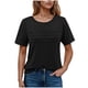 thumbnail image 1 of Camisas de Cuello de Tripulación de Manga Corta para las Mujeres Plisado Mangas de Ruffle, Cuello Redondo Casual Primavera Y Blusa de Verano, 1 of 6