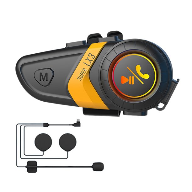 LX3 Casco Auricular Bluetooth 1200MAH Motocicleta BT5.0 InaláMbrico Manos Llamada EstéReo Antiinterferencia Auricular Impermeable-C