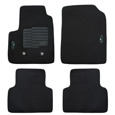 Carpet Floor Mats For 2015 to 2022 Chevrolet Colorado and GMC Canyon, Driver Heel Pad, Front and Rear, Black