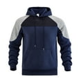 thumbnail image 4 of Handshe Men's Hooded Sweatshirt, Color-Block Raglan Sleeve Casual Fleece-Lined Long Sleeve Pullover, Casual Streetwear for Autumn Winter Outdoor Fashion,Plus Size, 4 of 8