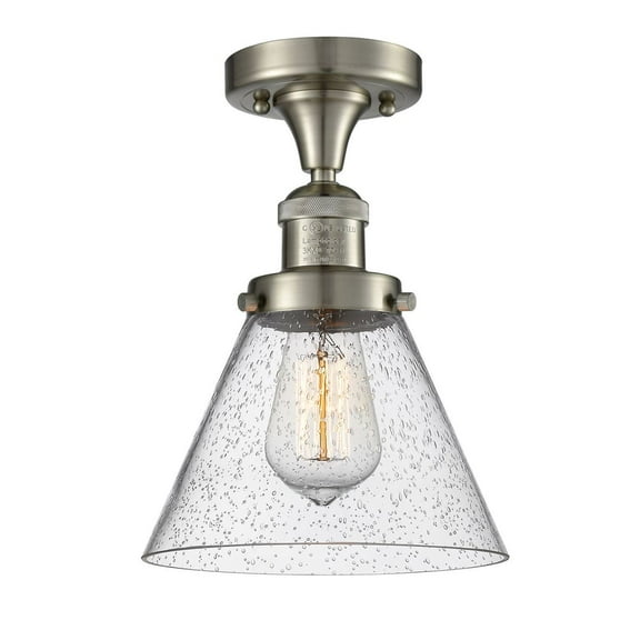 Innovations 1-LT LED Large Cone 8" Semi-Flush Mount - Brushed Satin Nickel - 517-1CH-SN-G44-LED