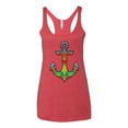 thumbnail image 2 of Trippy Mandala Nautical Colorful Mosaic Anchor | Womens Fashion Premium Tri-Blend Racerback Tank Top, Vintage Red, Small, 2 of 4