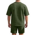 thumbnail image 6 of hotojiny Mens 2 Piece Outfits Summer Textured T-Shirt and Drawstring Shorts Set Comfortable Short Sleeve Travel Outfit(Army Green,X-Large), 6 of 6