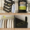 thumbnail image 4 of Aheaplus Closet System, 4-9Ft Closet Organizer with 4 Wooden Drawers, Wood Closet Organizer System with Tower, Walk-in Closet Organizer Wardrobe Clothes Rack with 4 Hanging Rods, Garment Rack, Black, 4 of 8