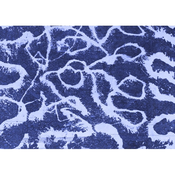 Ahgly Company Machine Washable Indoor Rectangle Abstract Blue Modern Area Rugs, 8' x 12'