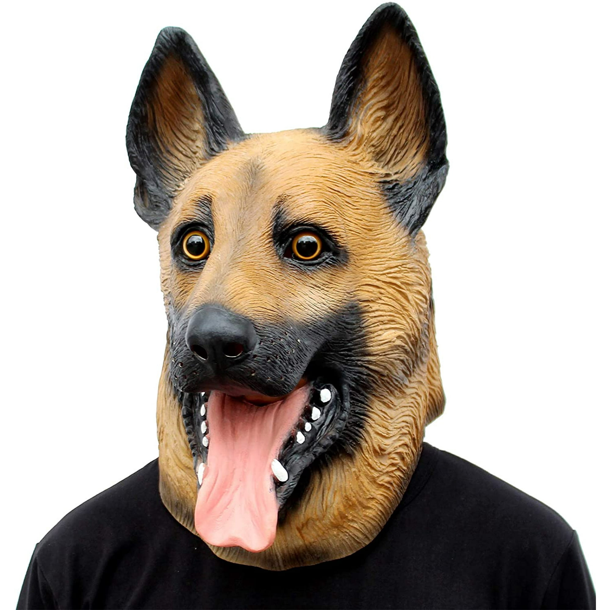Yeegool Dog Head Mask Halloween Party Dog Costume Masks Mask Super Bowl Underdog Costume Latex Animal Head Mask German Shepherd