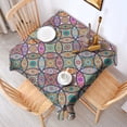 thumbnail image 2 of Yellow Floral Oval Pattern Square Tablecloth,Waterproof Square Table Cover,Wipeable Spillproof Washable Table Cover for Home Kitchen Party Decor 52"x52"(132x132cm), 2 of 6