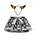 thumbnail image 4 of WIBACKER 5-Pieces Girls Halloween Skeleton Costume Set 2-8Y Kids Tutu Skirt with Cape, Headband, Witch Broom and Hat, Toddler Dress Up Gift, 4 of 10