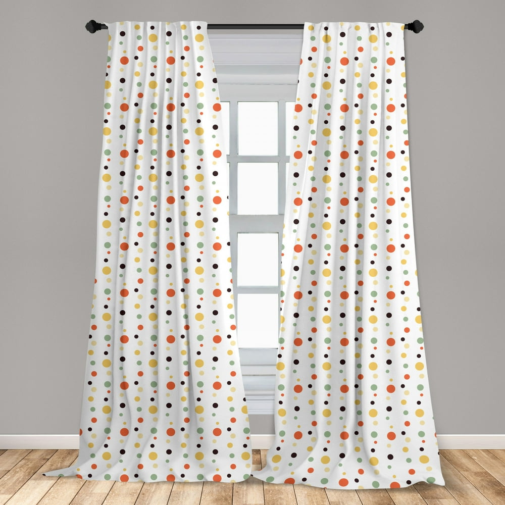 Geometric Circle Curtains 2 Panels Set, Big and Small Circle Spread in