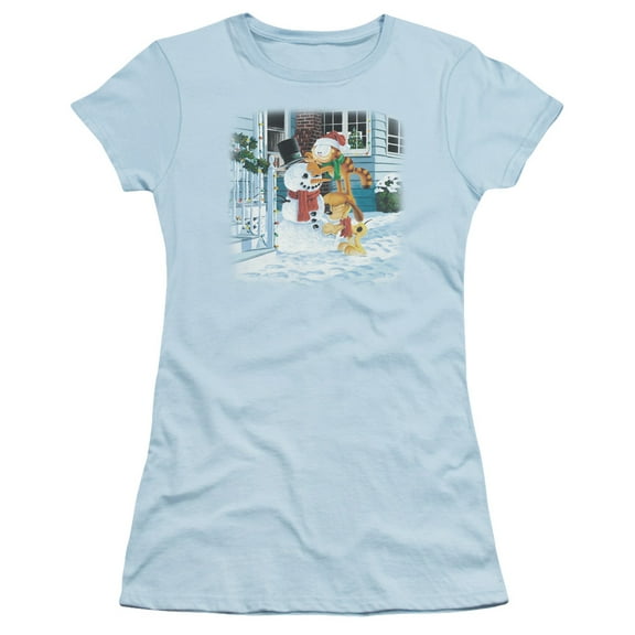 Garfield Snow Fun S/S Junior Women's T-Shirt Sheer Light Blue