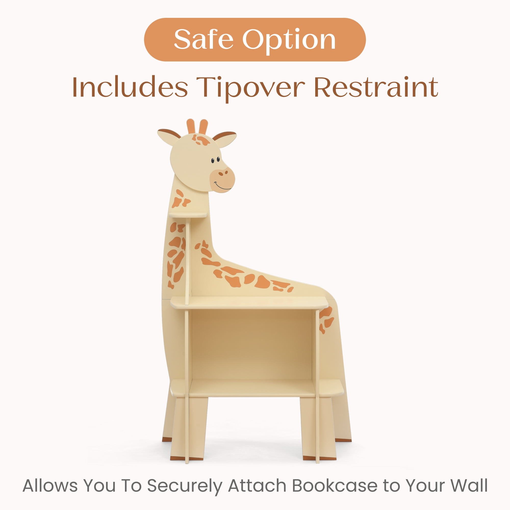 Delta Children Giraffe Bookcase - Greenguard Gold Certified, Yellow
