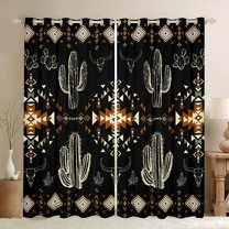Homewish Teens Bohemian Aztec Curtains Pack of 2 (42x84 Each),Western Cactus Curtains Blackout,Exotic Style Bedroom Curtains,Ultra Soft Home Decor