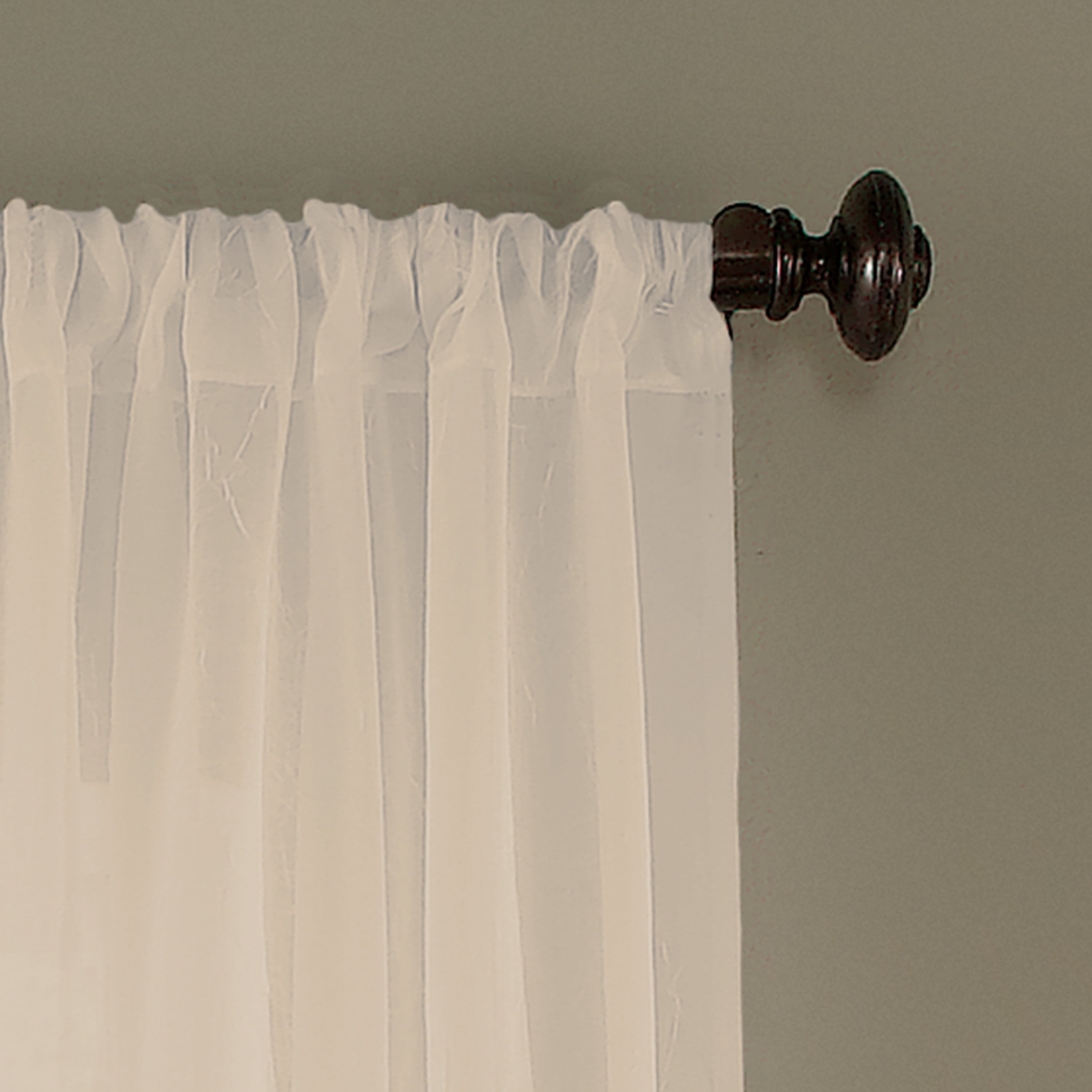 Curtainworks Trinity Crinkle Polyester Sheer Poletop Single Panel Curtain, Oyster, 51" x 132", Adult