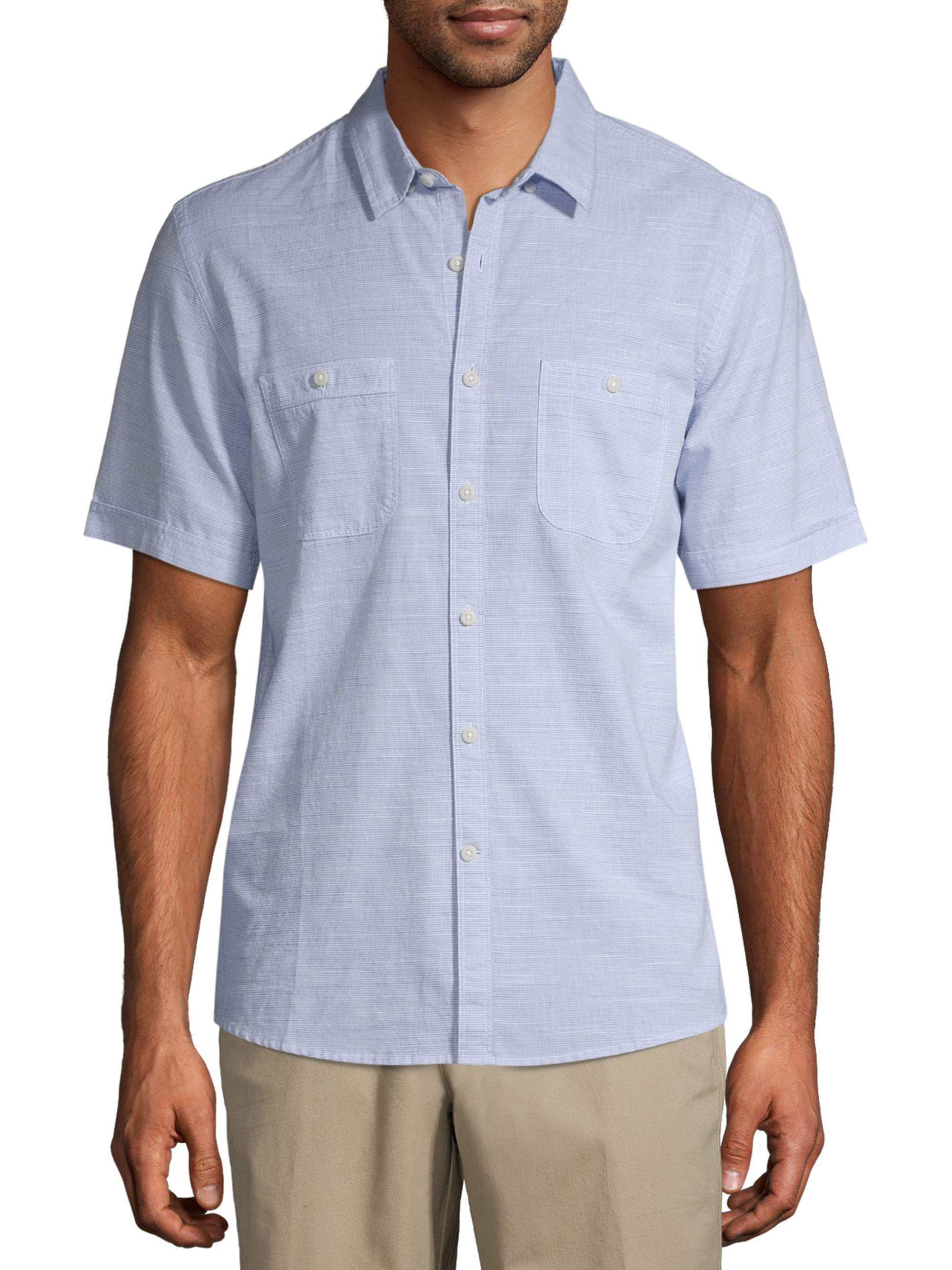 George Men's and Big Men's Premium Short Sleeve Textured Woven Shirt ...