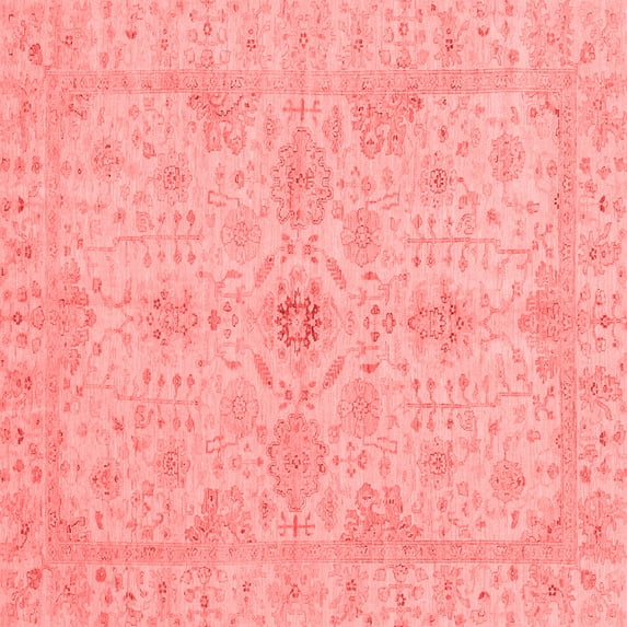 Ahgly Company Machine Washable Indoor Square Oriental Red Traditional Area Rugs, 7' Square