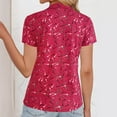 thumbnail image 4 of Blouses pour Femmes, Chemise de Sport Décontractée Col en V Blouses à Fermeture Éclair Manches Courtes Col Rabattu, 4 of 7