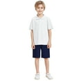 thumbnail image 2 of HUAXUN-Boys Summer School Shorts with Elastic Waist - Lightweight Twill Flat Front Casual Shorts for Students 3-18 Years, Comfortable Breathable Outdoor Play Shorts(Navy,3-4Years), 2 of 4