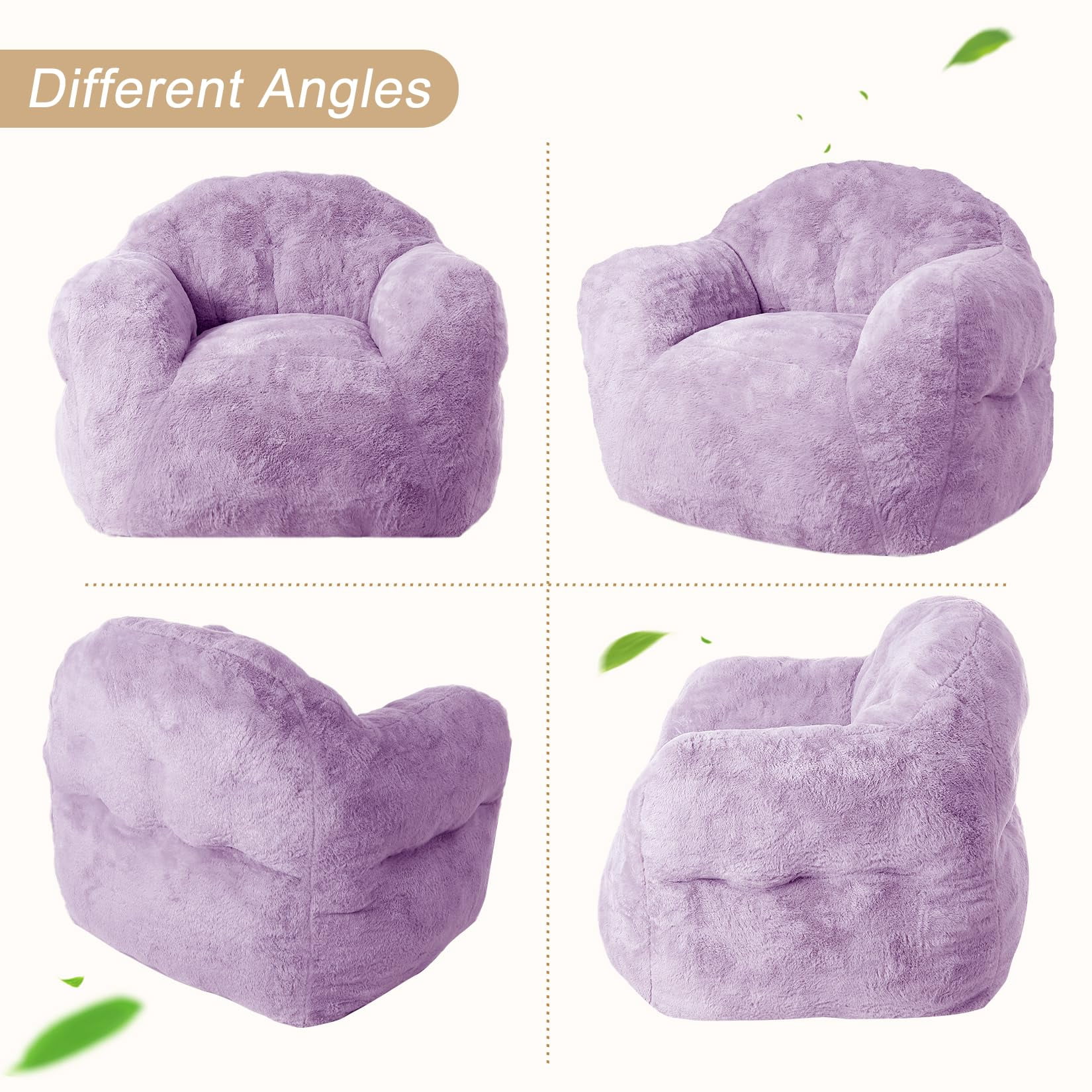 Oversized Cozy Bean Bag Chair for Adults – Supportive Backrest & Wide Armrests, High Density Foam, Easy to Clean – For Living Room, Bedroom, Gaming, Reading Nook – Lightweight & Portable – Purple